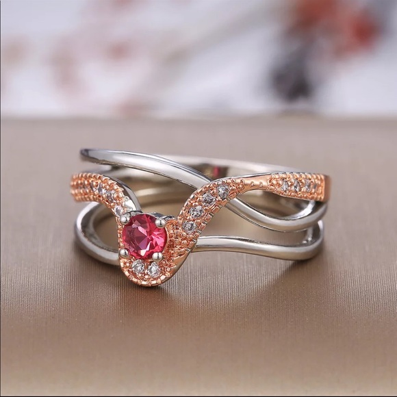 New 925 Silver Wonderful Dainty Two Tone Ring - Picture 2 of 6